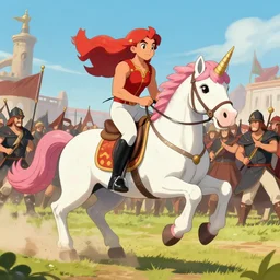 wesley crusher riding a unicorn into battle