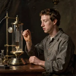 Mark Zuckerberg as a scientist from the renaissance  working  in a time machine, by Diego Velázquez