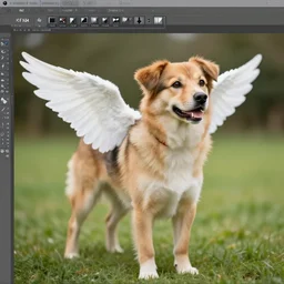 a dog with wings XF IQ4, 150MP, 50mm, F1.4, ISO 200, 1/160s, natural light, Adobe Photoshop, Adobe Lightroom, photolab, Affinity Photo, PhotoDirector 365