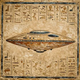 a fragment of ancient egyptian hierographic panel Art, of a alien spaceship in art style of ancient art, fragmented, a spaceship!!!!! an alien spaceship in Ancient Egypt art style