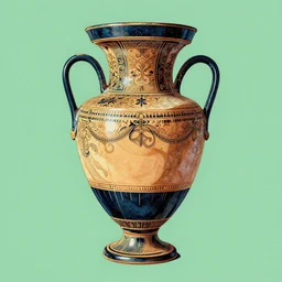 achingly beautiful print of intricately painted ancient greek hydria on a green pastel background by rene magritte, monet, and turner.