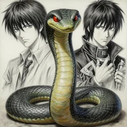 Solid Sanke from Metal Gear Solid portrait as a demon drawn Yusuke Murata and Takeshi Obata, inspired by Death Note 2003 manga,intricate detail, photorealistic style, intricate detailed oil painting, detailed illustration, oil painting, painterly feeling, sharp high detail