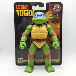 leonardo tmnt action figure, 1 9 8 0 s, product shot, plastic toy, new in the package, unopened, mint codition
