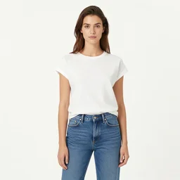 a woman in a white top and blue jeans, a photocopy by annabel eyres, featured on instagram, aestheticism, y 2 k aesthetic, 1 9 9 0 s, hd