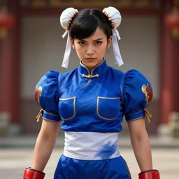 Beautiful close highly detailed portrait of Chun-Li from Street Fighter 2. Trending on artstation. Digital render by Yury Kantsevich. XF IQ4, 150MP, 50mm, f/1.4, ISO 200, 1/160s, natural light, rule of thirds, symmetrical balance, depth layering, polarizing filter, Sense of Depth, AI enhanced