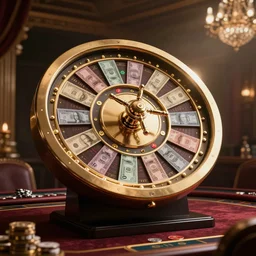 casino game lucky money wheel, realistic photo