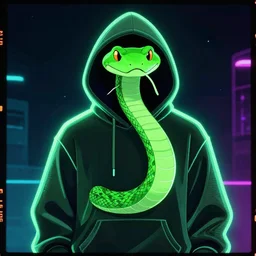 green snake in hoodie, portrait, vaporwave, synthwave, neon, vector graphics, line art, cinematic, volumetric lighting, f 8 aperture, cinematic eastman 5 3 8 4 film