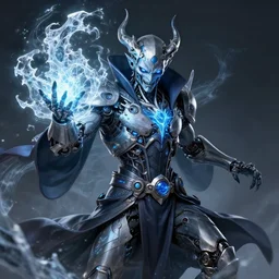 an evil cybernetic magician releasing ice spell, cyberpunk concept art, trending on artstation, highly detailed, intricate, sharp focus, digital art, 8 k
