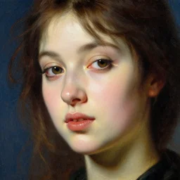 macro portrait of a synthwave style female, painting by bouguereau