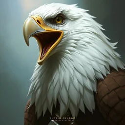 a detailed portrait of a white eagle by justin gerard and greg rutkowski, digital art, realistic painting, dnd, dungeons & dragons, character design, trending on artstation