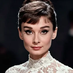 audrey hepburn, detailed floral lace portrait by tim doyle