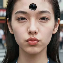 beautiful full body portrait photo in style of 1990s frontiers in retrofuturism tokyo seinen manga shri yantra street photography fashion wachowski edition, highly detailed, focus on pursed lips, eye contact, soft lighting