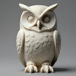 symmetrical detailed sculpture of an owl, made by HP Lovercraft