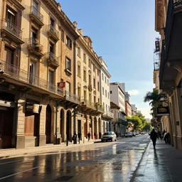 streets of buenos aires, artstation, volumetric light, high detail, reflections, perfect, concept art, hdr, 4 k