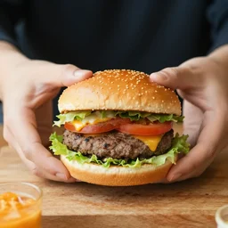 a person made out of burgers