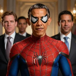 formal portrait of obama as spiderman, with mask removed. digital art by eugene de blaas, ross tran, and nasreddine dinet, vibrant color scheme, intricately detailed, in the style of romanticism, cinematic, lighting background, artstation, greg rutkowski