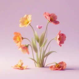 album cover of flowers wilting on psychedelics flume! blender render, dynamic lighting, soft color palette minimal!!!!!!!