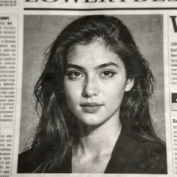 identikit picture of a criminal in the newspaper, low detail, low face b & w