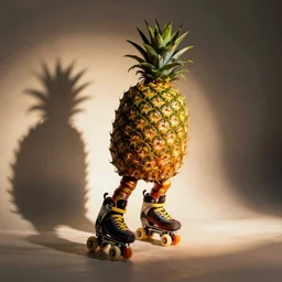 a super badass pineapple rollerblading