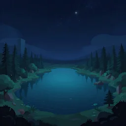 mysterious lake area, night under the starry sky, concept art by jama jurabaev, artstation, cubo - futurism, 2 d game art, official art, concept art