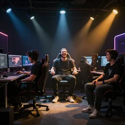 Mutahar laughing, SomeOrdinaryGamers, Muta, led lights, dark room