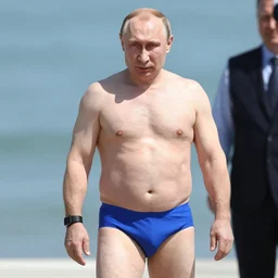 picture of Vladimir Putin in a bikini, photo by Anne Liebovitz