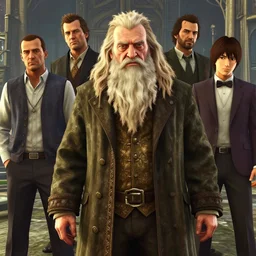 highly detailed portrait, dumbledore, in gta v, stephen bliss, unreal engine, fantasy art by greg rutkowski, loish, rhads, ferdinand knab, makoto shinkai and lois van baarle, ilya kuvshinov, rossdraws, tom bagshaw, global illumination, radiant light, detailed and intricate environment
