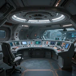 inside futuristic spaceship interior with comand pannel by Stephan Martiniere, masterpiece , volumetric light