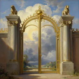 illustration of the gate to Heaven, realistic painting, classical painting, high definition, digital art, matte painting, very detailed, realistic