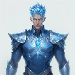 symmetrical character concept portrait, ice hero, male, digital painting, concept art, smooth, sharp focus, illustration, artgerm