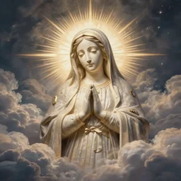 photography virgin mary portrait form etched into clouds