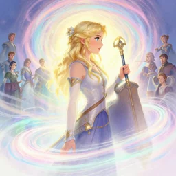 side portrait, imogen poots, paladin, fantasy, gloomhaven, luminescent, colorful swirly ripples, pastel colors, by greg manchess, huang guangjian, gil elvgren, sachin teng, greg rutkowski, jesper ejsing, ilya kuvshinov