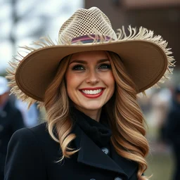 the beautiful daughter of donald trump and liz cheney, she is wearing a big hat and she is smiling