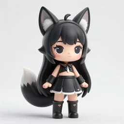 detailed render of chibi style black girl nekomimi, fox ears, cute character design, pixiv context winner, clear clean design, minimalist