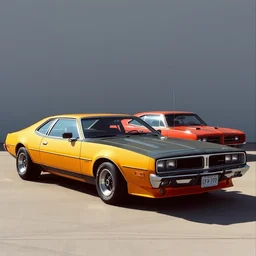 a single 1 9 7 6 lotus esprit and 1 9 6 9 dodge charger hybrid, dslr
