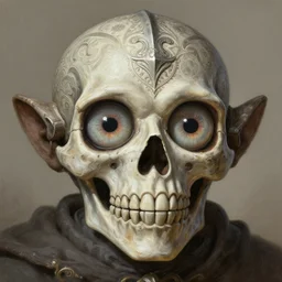anthropomorphic knight head in death gemfuse mr bean giant pupils, intricate, elegant, highly detailed face, wide angle, digital painting, artstation, concept art, sharp focus, illustration, art by artgerm, bob eggleton, stephen hickman, richard corben, wayne barlowe, greg rutkowski, alphonse mucha, 8 k