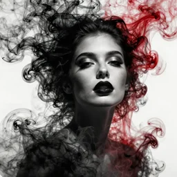black red ink smoke twisting, beauty portrait, artgerm, wlop, artstation, tony sart, deviantart, noir