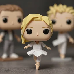 beautiful three point perspective film still of funko pop origami ballet holly herndon in ronin, extreme closeup portrait in style of frontiers in miniature porcelain photography fashion architectural art studio seinen manga edition, miniature porcelain portraits, pointe pose, eye contact, tilt shift style space scene background, soft lighting, kodak portra 4 0 0, 8 k, macro, cinematic style by emmanuel lubezki