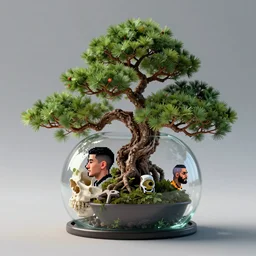 3 d render, photoreal, hyperreal, photorealistic, hyper - realistic, 3 d, octane render, 8 k, bonsai tree inside of the glass - skull with profile picture by luis toledo and alex grey and beeple. neo - surrealism. digital art, pixel art, concept art, octane render, trending on cgsociety, trending on artstation