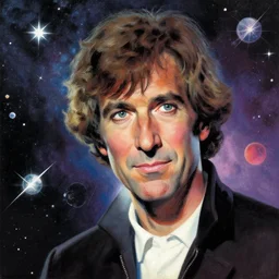 consciousness portrait in space, matte painting by bob ross, dynamic comic book art, dream space