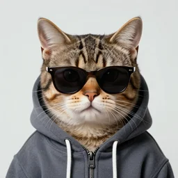 portrait of cat in hoodie in sunglasses by greg hildebrandt and michael hutter