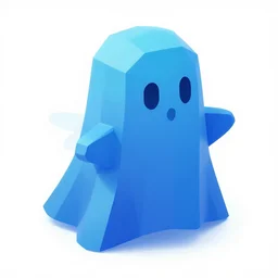 low polygon render of a blue fairy ghost white background, isometric 3 d, ultra hd, vibrant