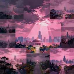 weird art piece, digital painting, vaporwave, haphazardly layered scenes, ai assisted digital painting, superintelligent shade of pink,