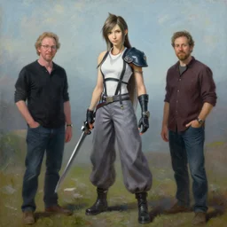 Richard Schmid and Jeremy Lipking and antonio rotta, full length painting of Aerith from Final Fantasy