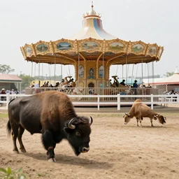 fair rides petting zoo bison focus photography