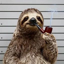 1 9 3 0 s mugshot of a sloth smoking a pipe.