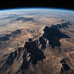 surface of an alien planet with mountains
