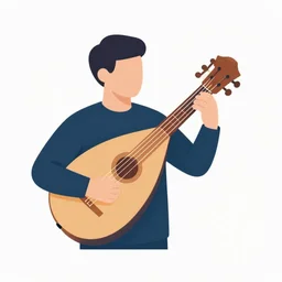 icon of a british lute player playing the lute, victo ngai, kilian eng, lois van baarle, flat