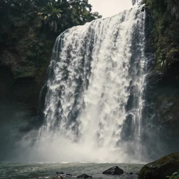 tropical waterfall, volumetric lighting, rtx on, washed out colors, an award winning digital render, beautiful, ultradetailed, great composition, depth of field
