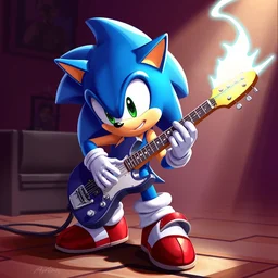 sonic plays guitar, artstation